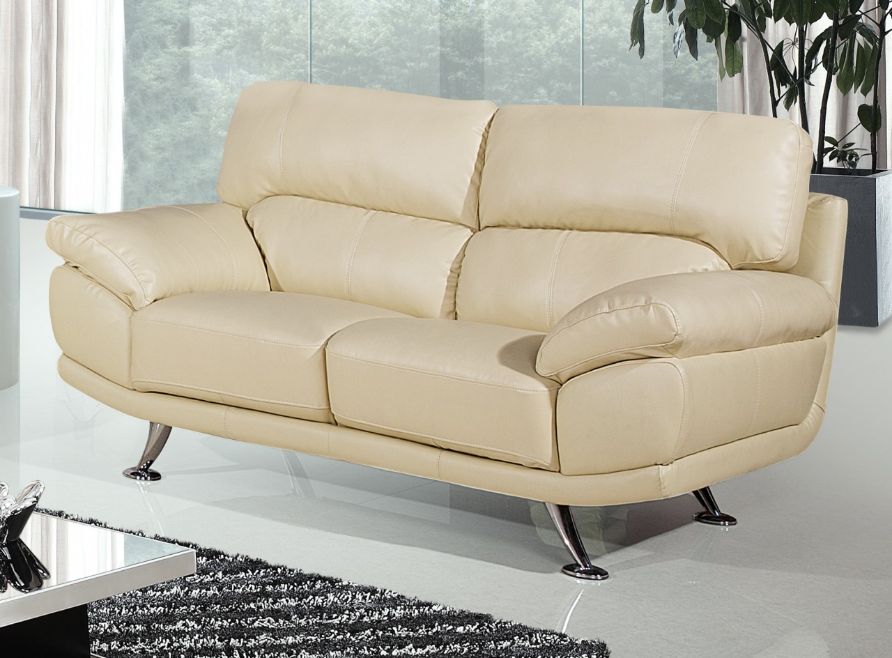 2 seater cream leather sofa bed