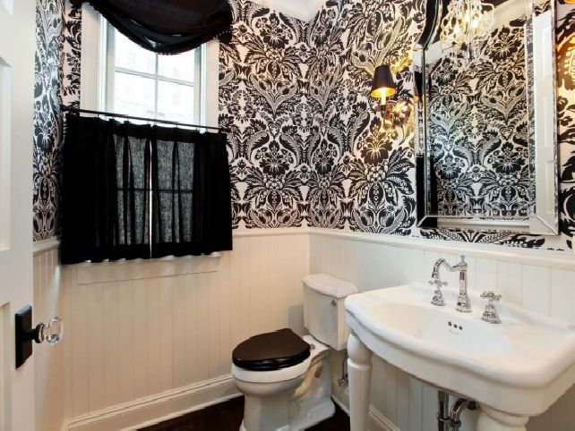 Black and White Bathroom Wallpaper - Decor IdeasDecor Ideas