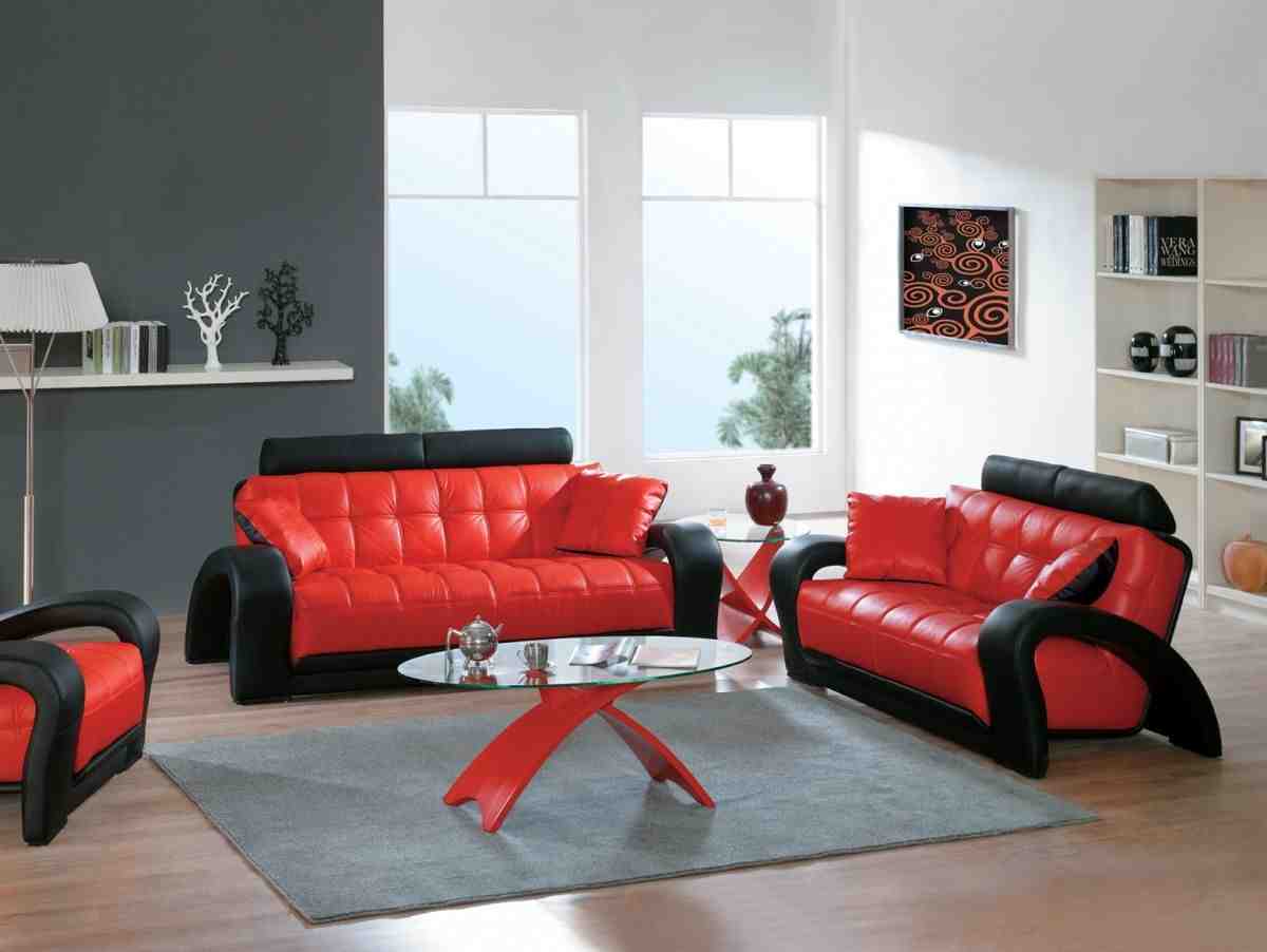 red sofas living room