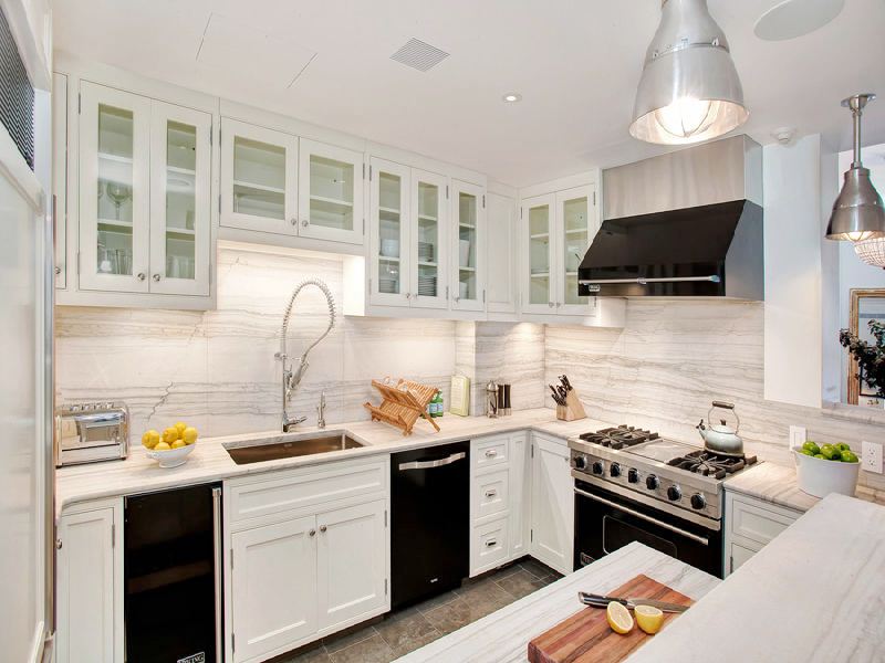 White Kitchen Cabinets with Black Appliances - Decor Ideas