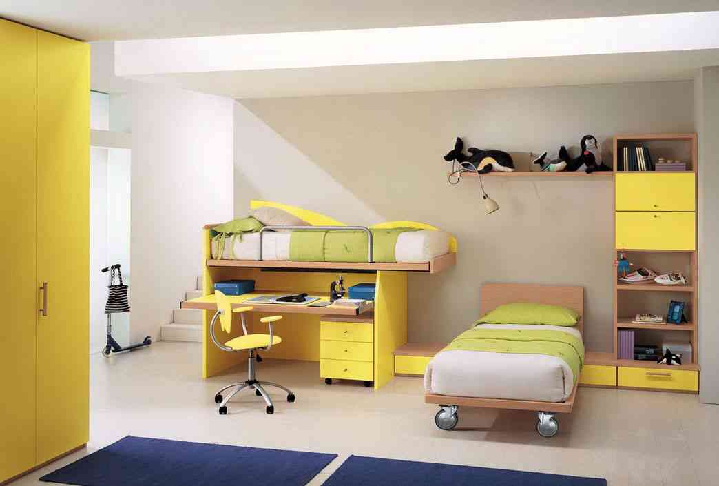 yellow colored wood bedroom furniture