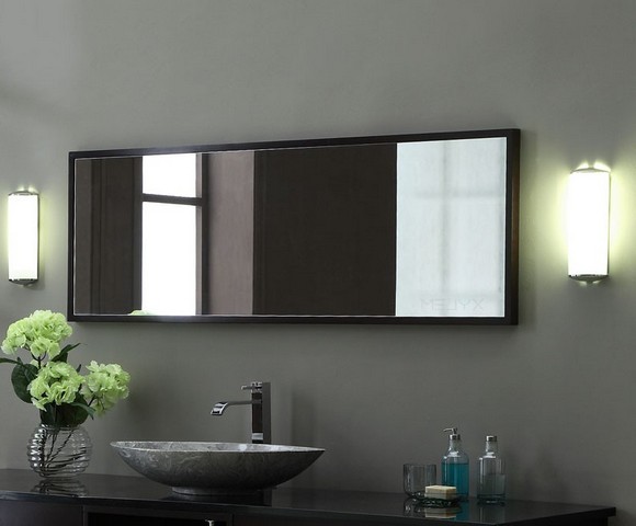 60 Inch Framed Bathroom Vanity Mirror Black