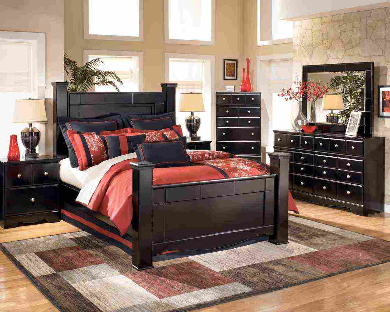 wood leather bedroom furniture
