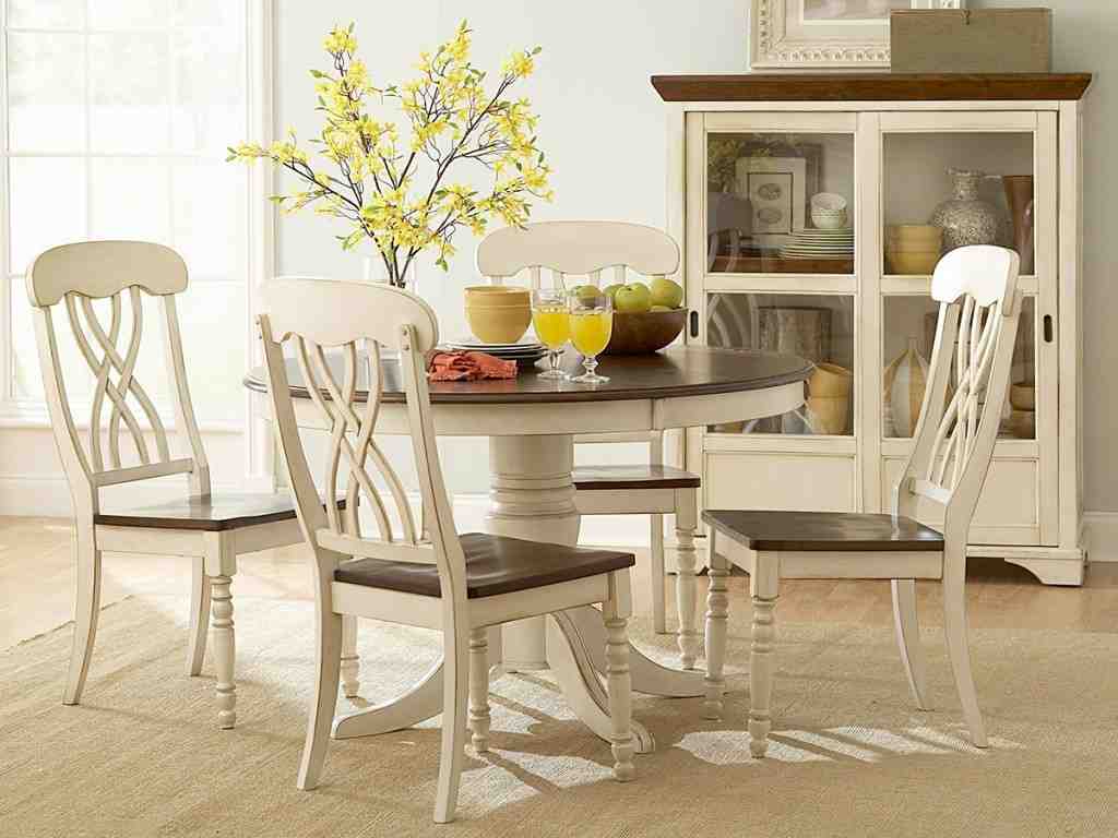 round kitchen table with tufted linen chair