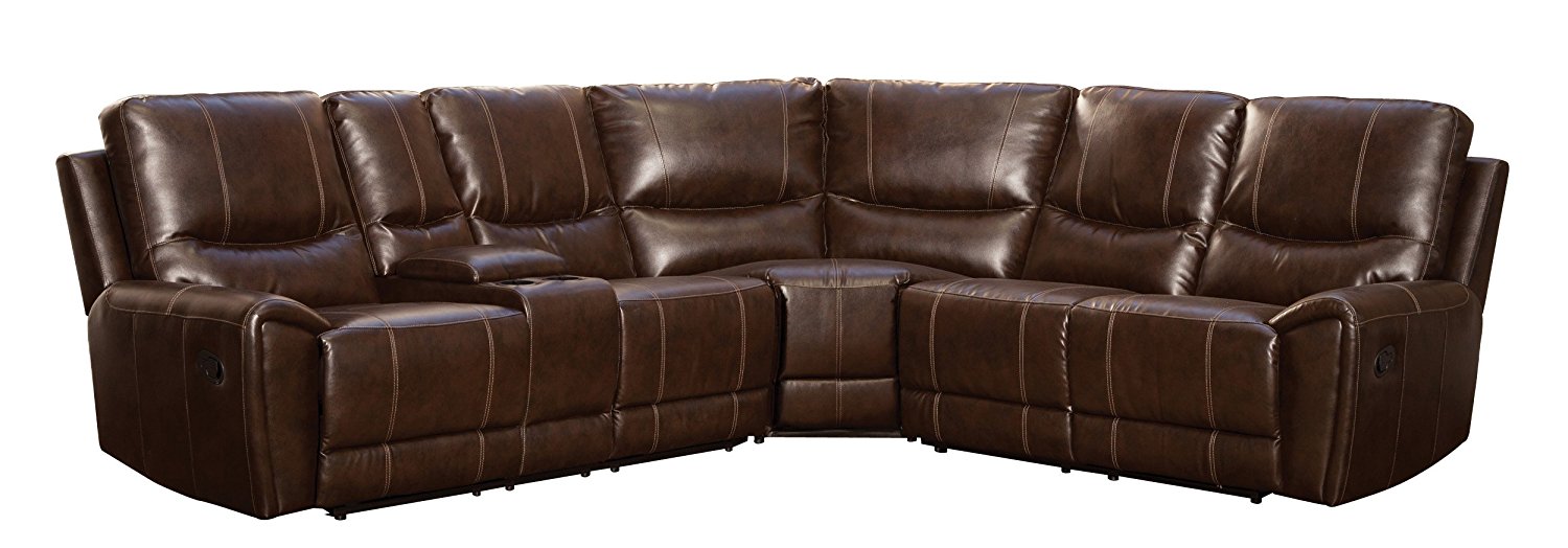 norwich bonded leather reclining sofa in brown